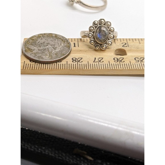 Sterling Silver Ring Size 7 Blue Fire Labradorite 925 Jewelry Flower Natural Cab - Picture 5 of 8